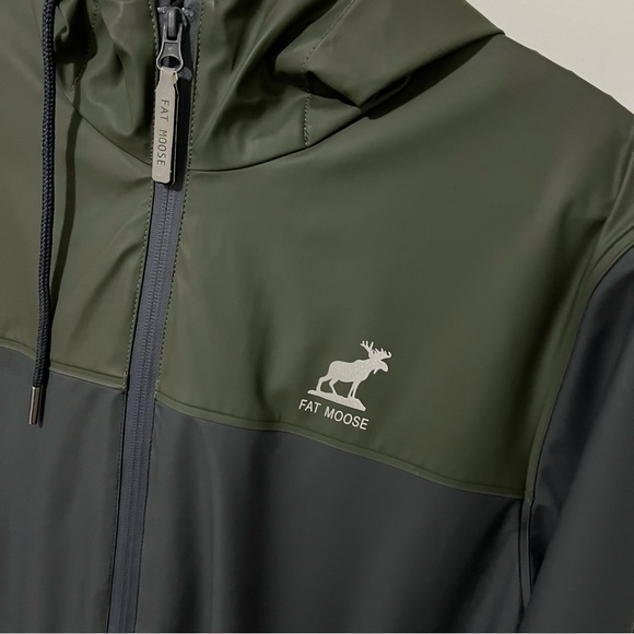 Fat Moose Hooded Rain Jacket Black /Green size Small - Picture 5 of 16